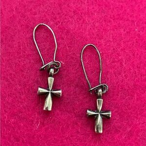 Retired James Avery Silver St Teresa Cross Earrings